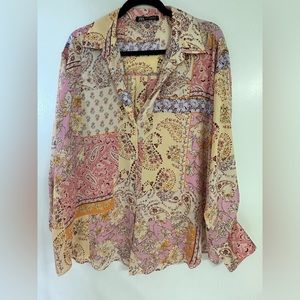 ZARA printed bandana blouse size XL
